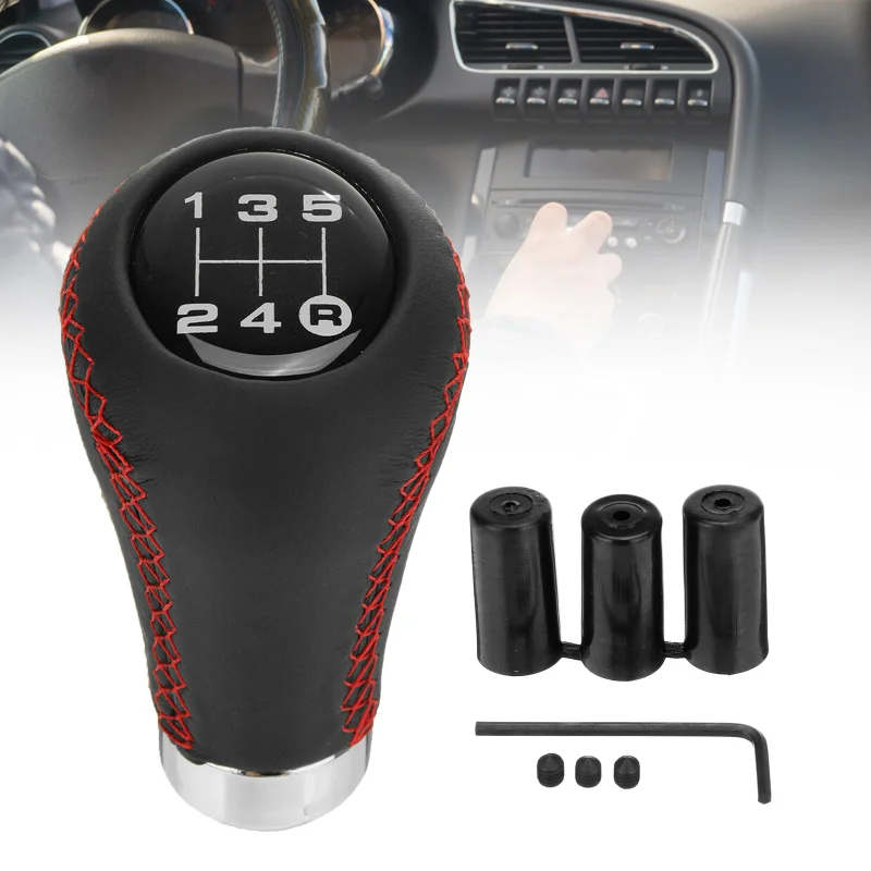 

Black 5 Speed PU Leather Universal Car Manual Gear Stick Shift Knob Shifter Motor Gear Shift Knob Manual Shift Lever