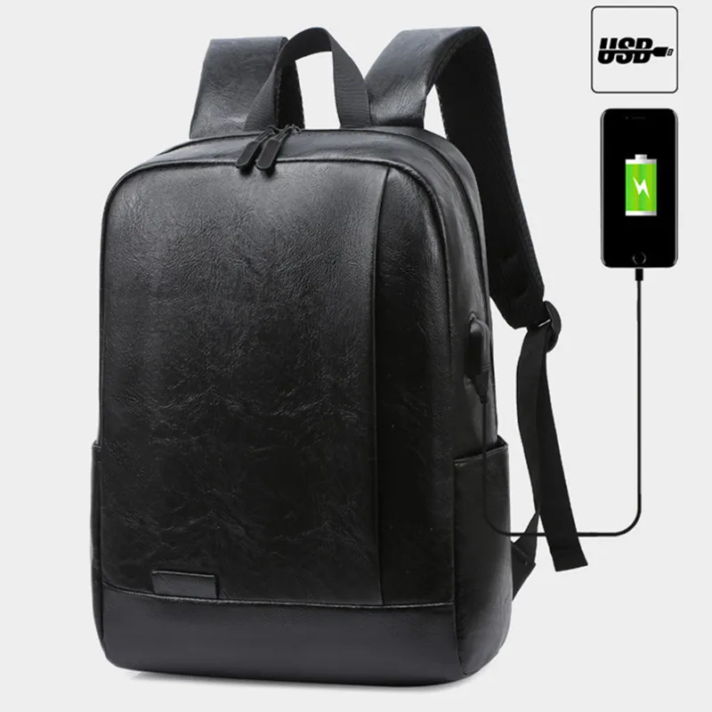 

Деловой мужской рюкзак с USB-зарядкой, Спортивная школьная сумка из искусственной кожи для ноутбука, водонепроницаемый Повседневный дорожный ранец для подростков
