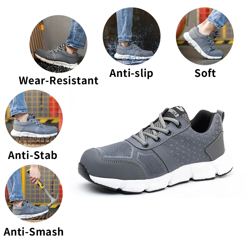 

CHNMR New Mesh Breathable Safety Shoes For Men Anti-smashing Construction Work Hoes Male Indestructible Pattern Sneakers