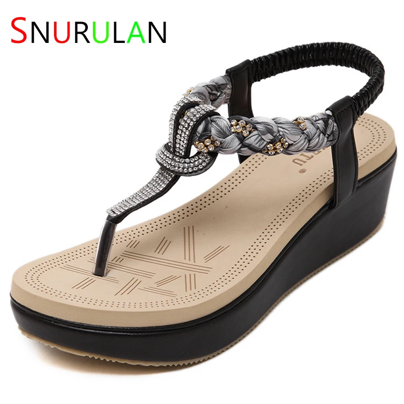 

Женские летние блестящие сандалии с Т-образным ремешком