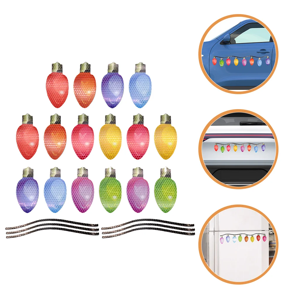 

2 Sets Car Magnets Unique Refrigerator and Automotive Decoration Bulb Shaped Magnets Reflective Car Decorations