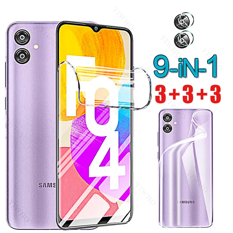 

Мягкая защитная задняя крышка для Samsung Galaxy F04, защита экрана, прозрачная гидрогелевая пленка для Samsung F 04, 6,5 дюйма, фотообъектив