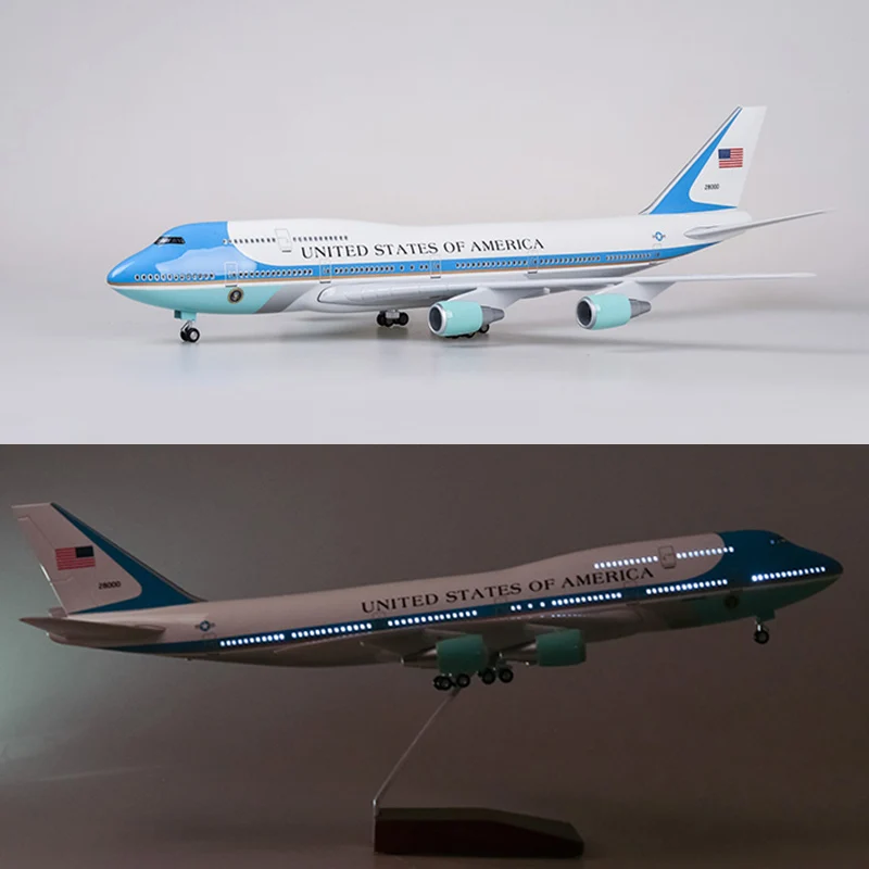 

47cm 1/150 scale airplane model toys B747 air force one aircraft model with light and wheel Landing gears plane toy