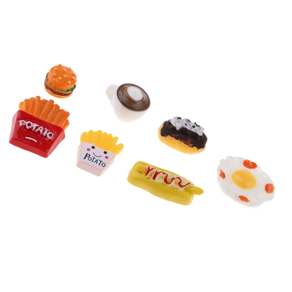 

7 PCS Breakfast Combo Meals And Coffee Model /12 Scale Dollhouse