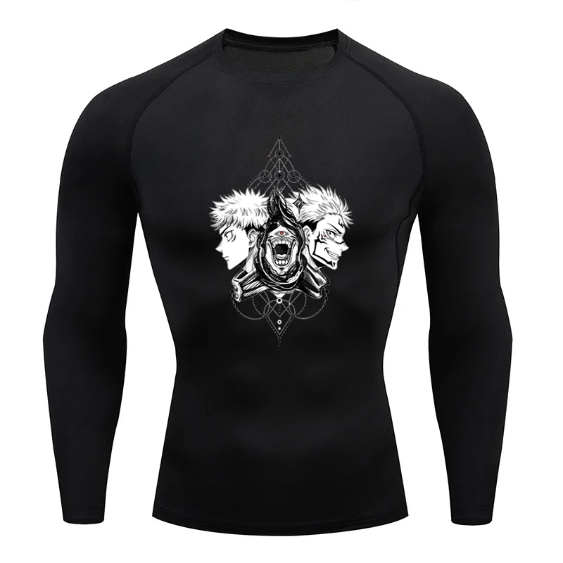 

Футболка мужская компрессионная, быстросохнущая Облегающая рубашка для тренировок и спортзала, эластичная майка для фитнеса, юютсу, кайсен, лето