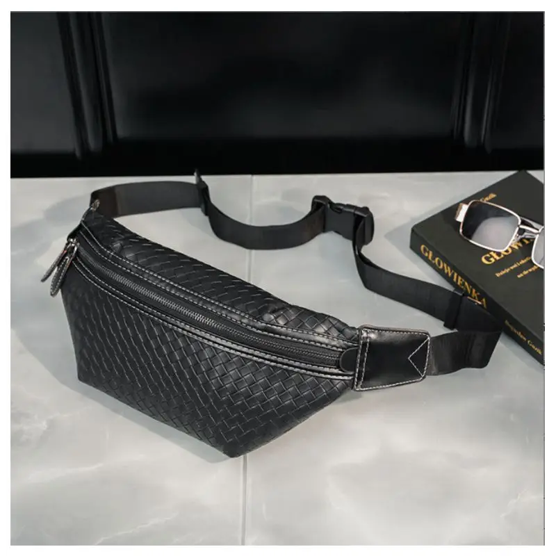 New Woven Chest Bag Waist Bag Korean Version Men's Bag Large Capacity Leisure Backpack Trend Small Satchel Eholesale Bag Tide