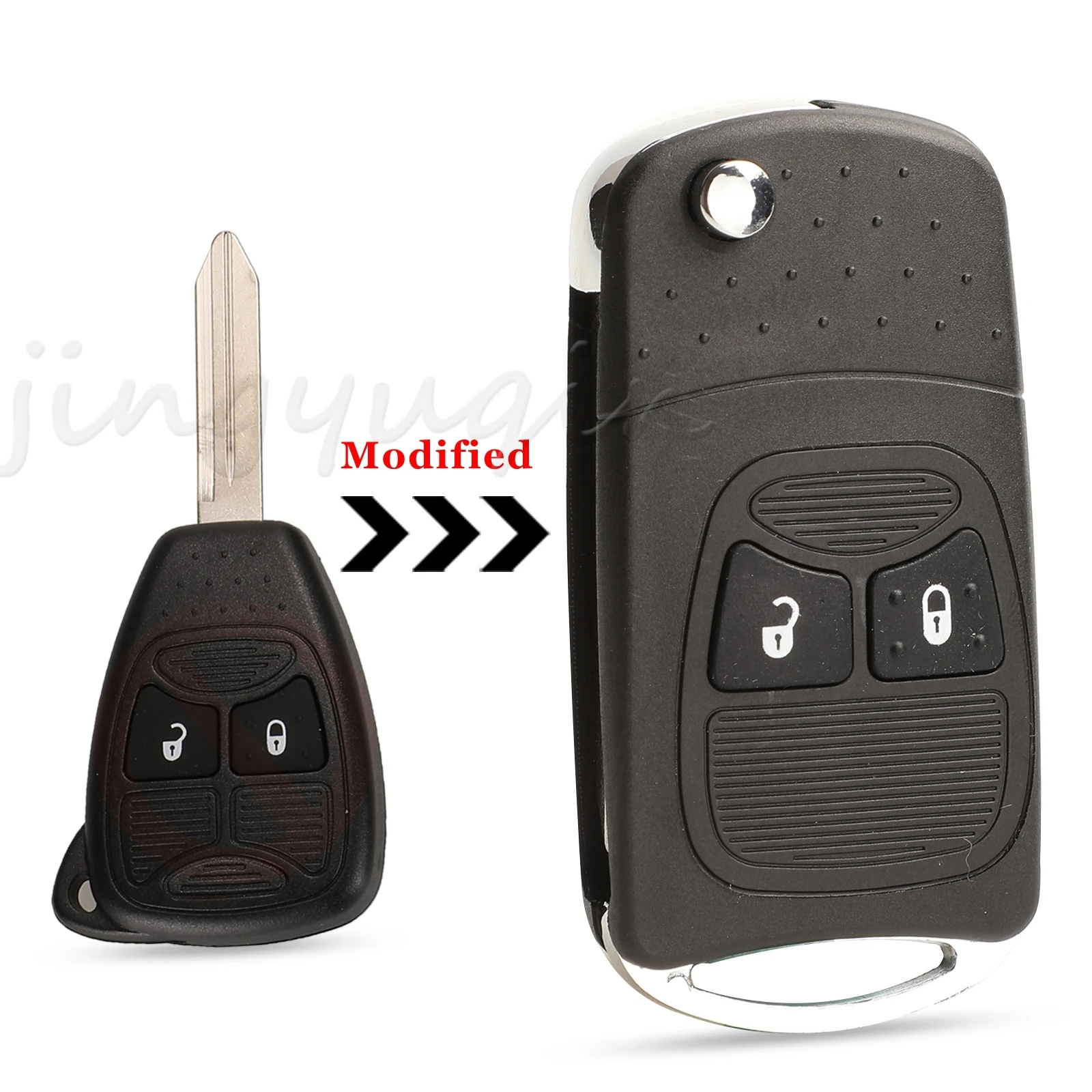 

Jingyuqin 2-кнопочный модифицированный складной корпус для Chrysler Jeep Compass Wrangler Patriot, чехол для дистанционного ключа, брелок для автомобиля, Стайлинг