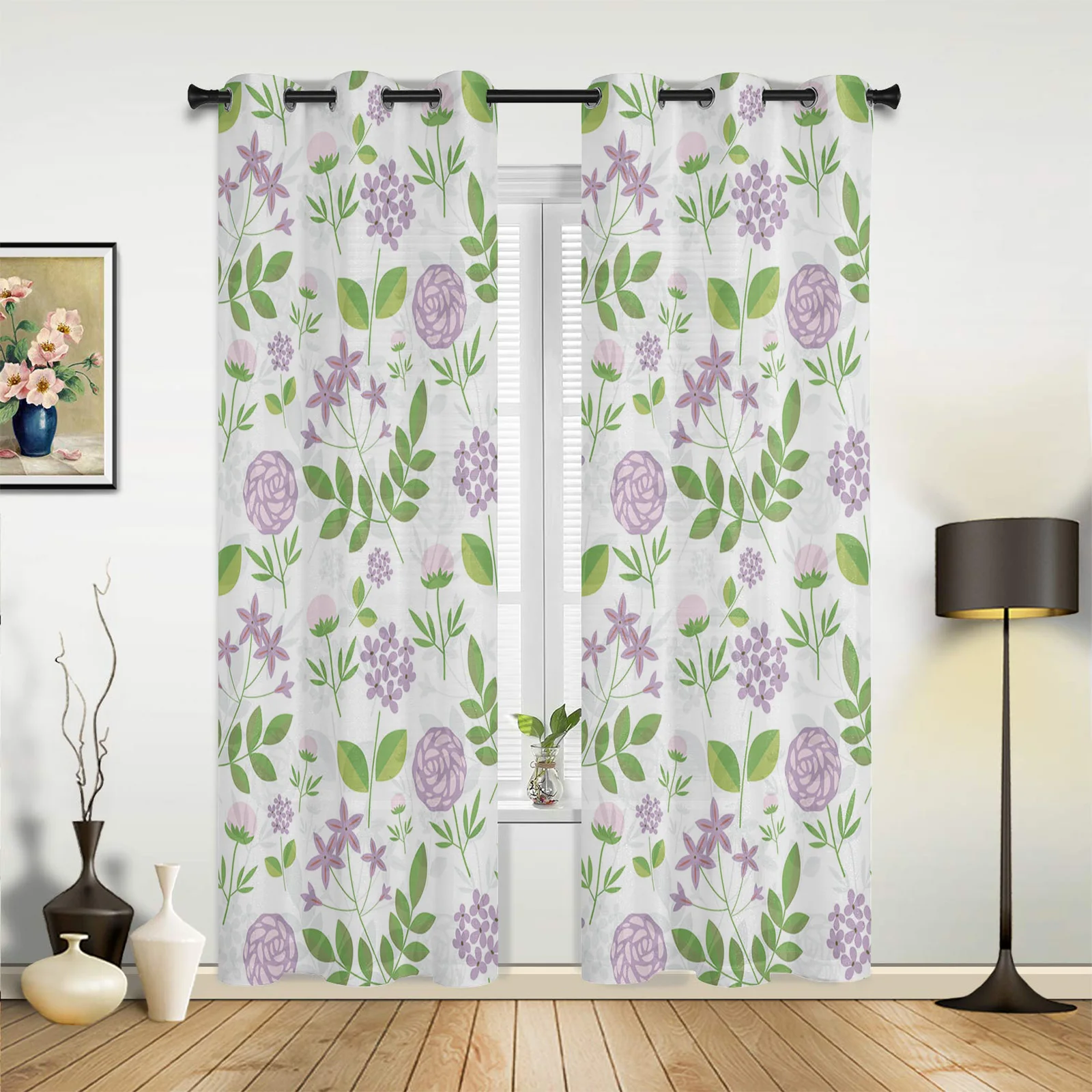 

Green Flowers Leaves Plant Curtains for Bedroom Living Room Drapes Kitchen Children's Room Window Curtain Modern Home Decor