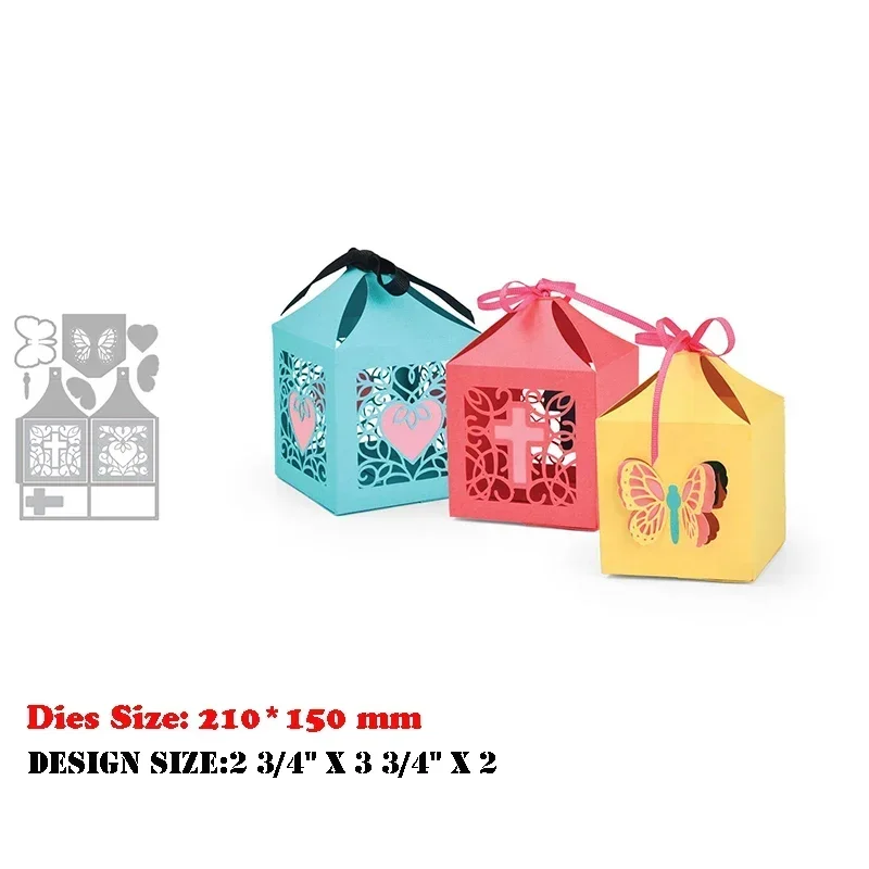 Новое поступление коробка с бабочками сердцем и крестом металлические трафареты