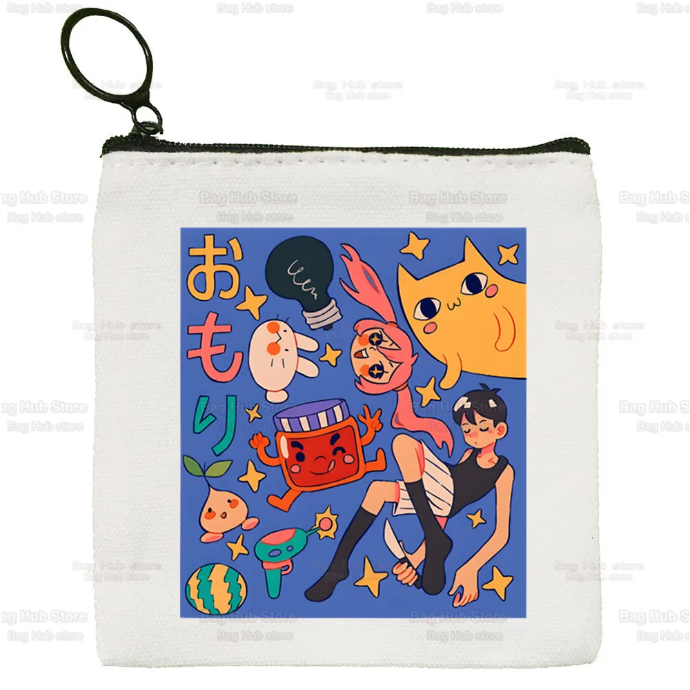 Omori Game Anime Neutral Cat Cartoon Coin Purse Female Mini Canvas Art Cute Key Case Coin Purse Student Wallet
