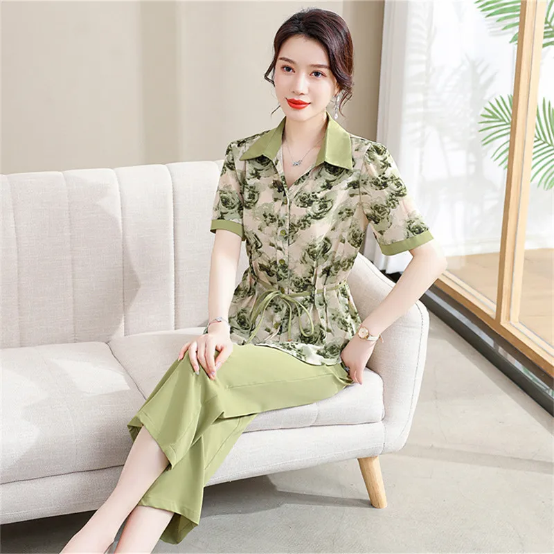 Модный комплект для молодых мам новинка летняя одежда женщин среднего и пожилого
