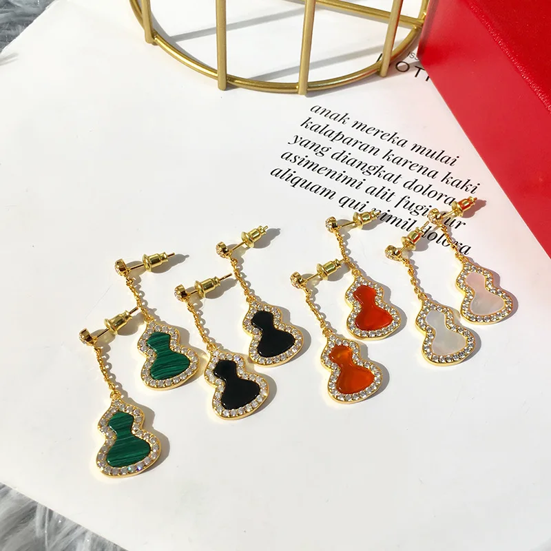 

Fashion Stud Earrings Gold Plated Jewelry Simple and Elegant Flower Gourd Shape Gifts for Lovers