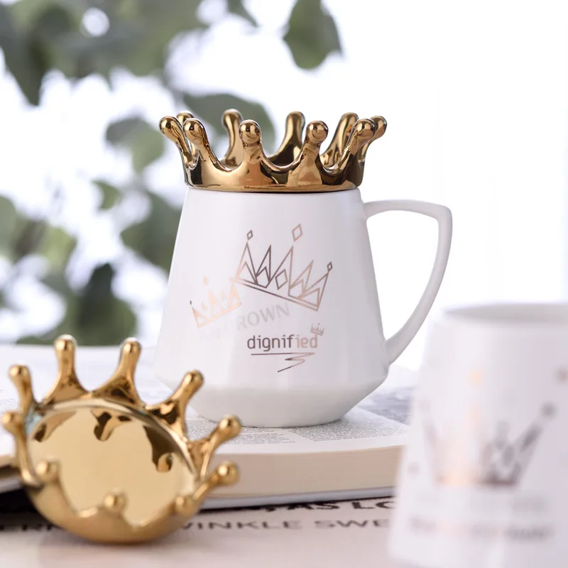 

Crown ceramic cups large capacity cups mugs simple couple cups coffee cups milk cups teacups