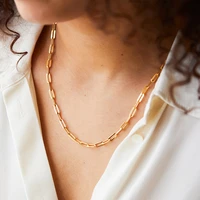 gold color necklace stainless steel link chain choker necklaces for women delicate simple necklace friends gift jewelry necklace