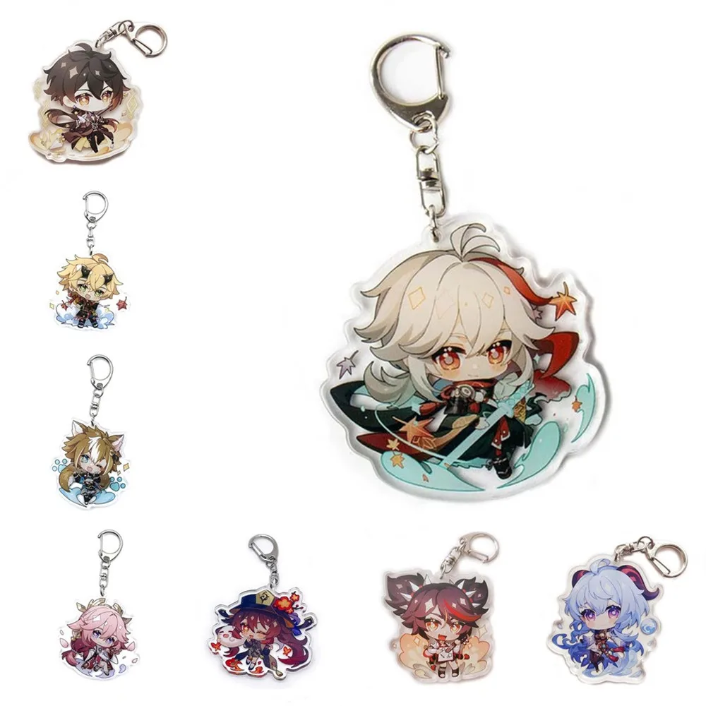 

Genshin Impact Hu Tao Kaedehara Kazuha Thoma Gorou Ganyu Zhongli Acrylic Keychain Cute Bag Car Pendant Key Ring Cosplay Gifts