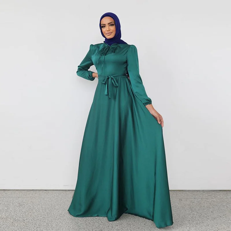 Middle East Abaya Dress Women Islamic Clothing Solid Color Turkey Caftan Hijab Saudi Muslim Plain Robe Dress Abaya
