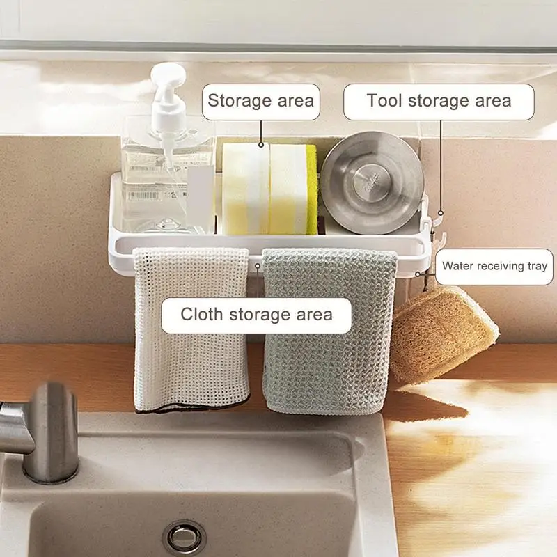 

Sink Storage Holder Dishcloth Drying Rack Telescopic Sink Shelf Drainer Soap Sponge Storage Drain Basket For Dishcloths Towel