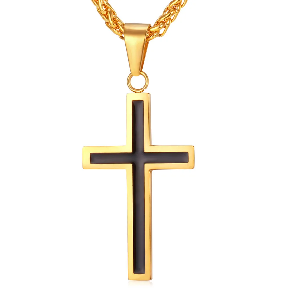 

ChainsPro Gold Cross Necklaces Men 36L Stainless Steel Religious Jesus Christian Crucifix Cross Necklace Women Men Jewelry P952