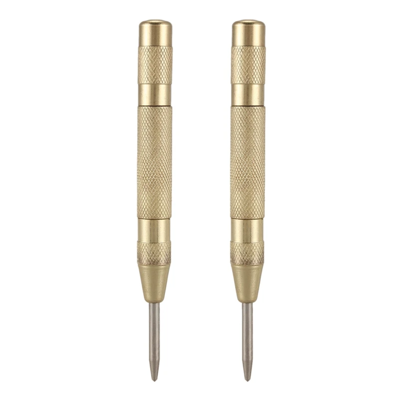 

2X Brass Yellow Automatic Center Punch Spring Loaded Chrome Rivet Screw Auto Mark Hole Length 127Mm