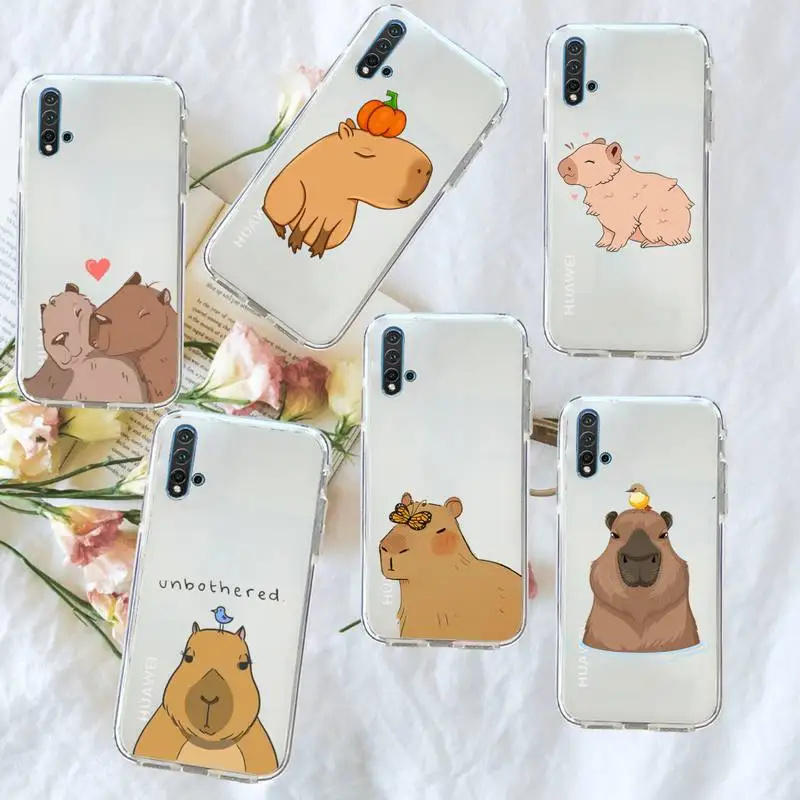 

Be happy Capybara cute cartoon Phone Case Transparent for Huawei honor P mate Y 20 30 40 10 8 5 6 7 9 i x c pro lite prime smart