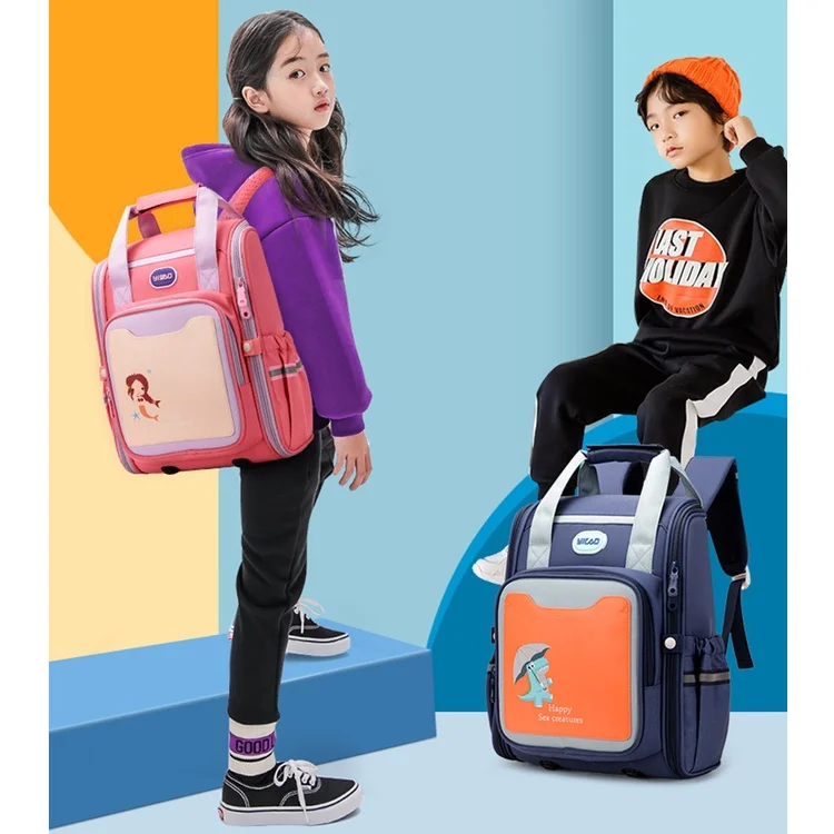 New Primary Students Children British Style Cute Cartoon Dinosaur Mermaid Backpacks Girl Boy Simple Large Schoolbags for Travel