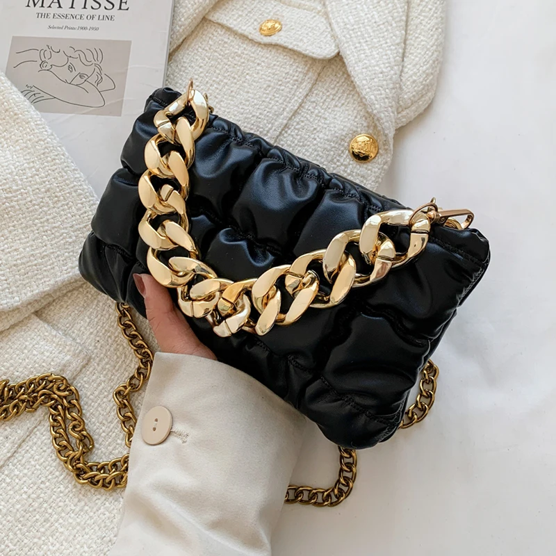 

2022 Модный маленький клатч на цепочке для вечеринки, сумка через плечо из мягкой кожи для женщин, модные сумки и кошельки, Сумка с длинным рем...