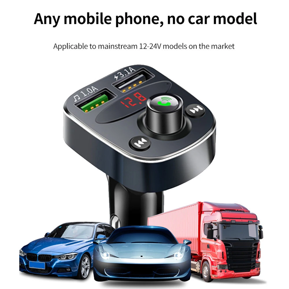 

Автомобильное зарядное устройство, FM-передатчик, Bluetooth, 12-24 В, 3,1 А