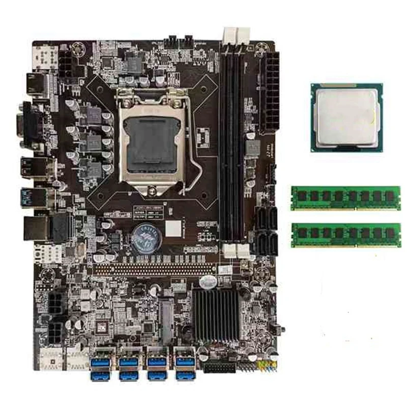 

B75 BTC Mining Motherboard Set Support DDR3 Memory CPU LGA1155 8 GPU Graphics Card For Bitcoin BTC ETH GPU Mining