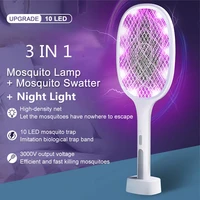 10led trap mosquito killer lamp electric flies swatter usb rechargeable summer mosquito trap racket anti insect bug zapper 3000v