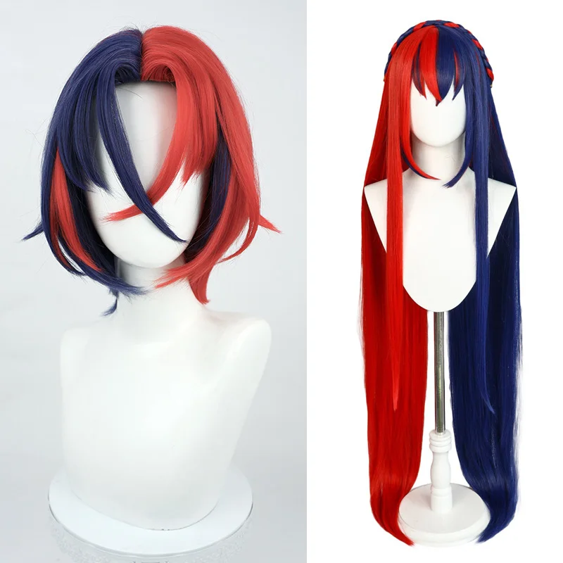 Игра Fire Emblem Engage Alear Косплей Парик Короткие прямые синие и красные парики