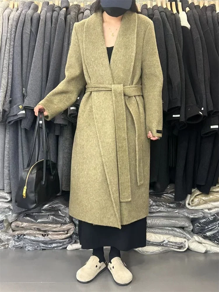 Осень-зима 2024 супер популярная нежная цветная шерстяная куртка средней длины на