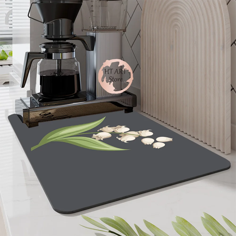 Сушильный коврик для посуды, супервпитывающие коврики для сушки, резиновый коврик для стола, столовая посуда в стиле бохо, домашний декор, кухонная декоративная подстилка