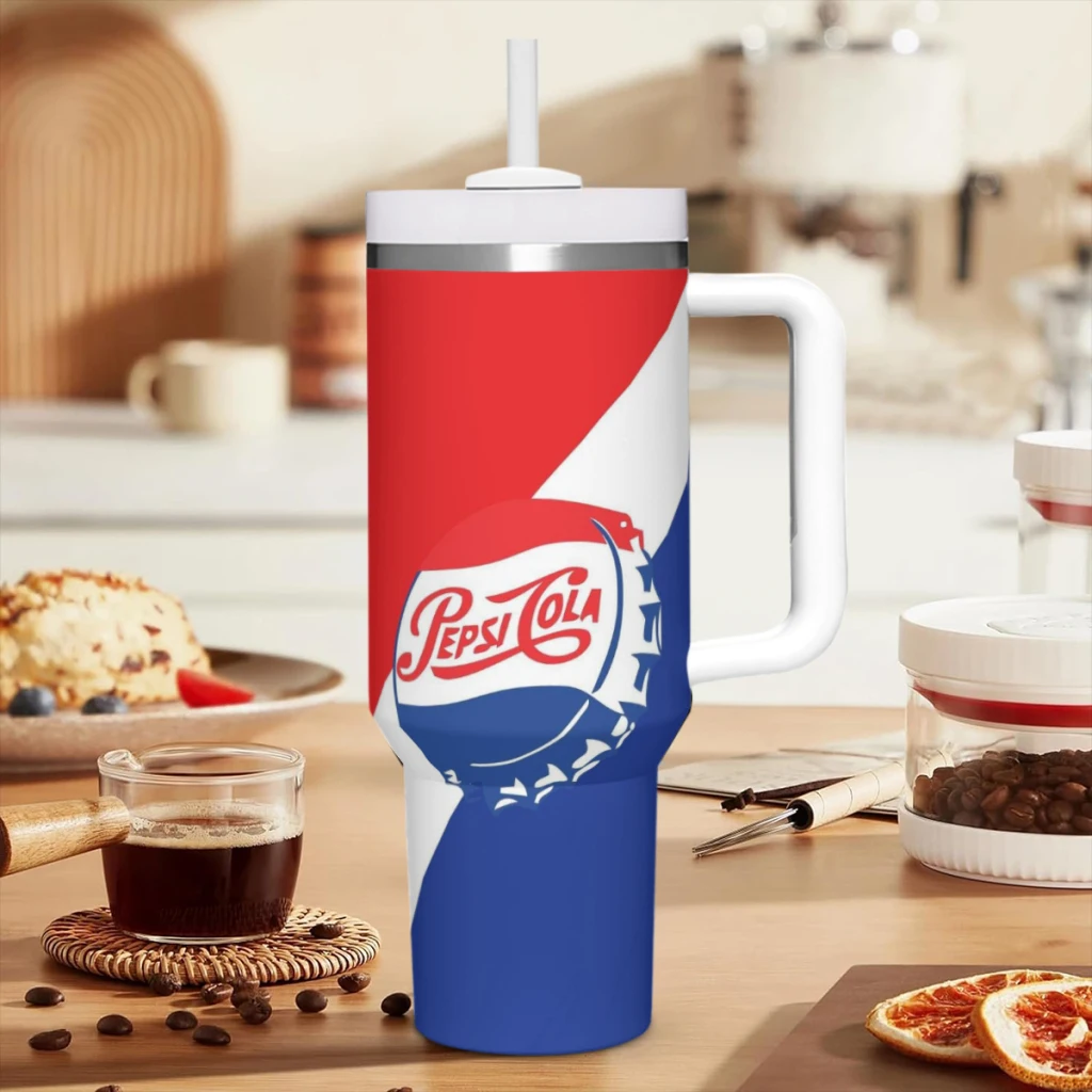 P-Pepsi 40 унций Ultimate Стакан с ручкой и соломинкой вакуумной изоляцией крышкой