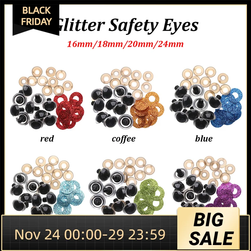 

Аксессуары для мягких игрушек, комплект из 16/18/20/24 мм, из нетканого материала, твердая шайба, блестящие безопасные глаза, прозрачная плюшевая...