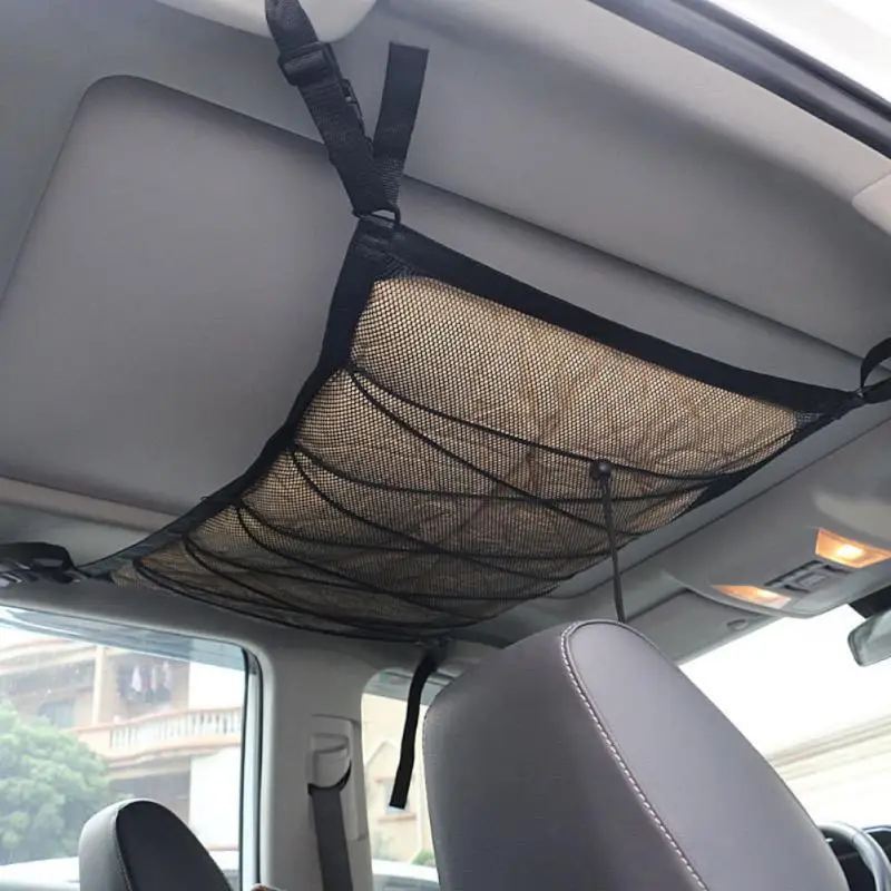 

Nylon Mesh Sundries Storage Bag Portable Wear Resistance Car Roof Storage Net Internal Cargo Net Bag Universal Car Accessories