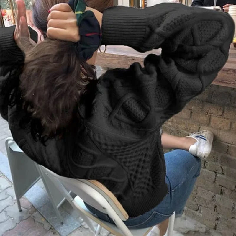 Пуловер Ретро жареный тесто твист свитер женский осенне-зимний Свободный