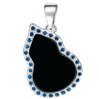 burmese jade gourd pendant black charms accessories pendants fashion jadeite 925 silver amulets necklace men jewelry natural