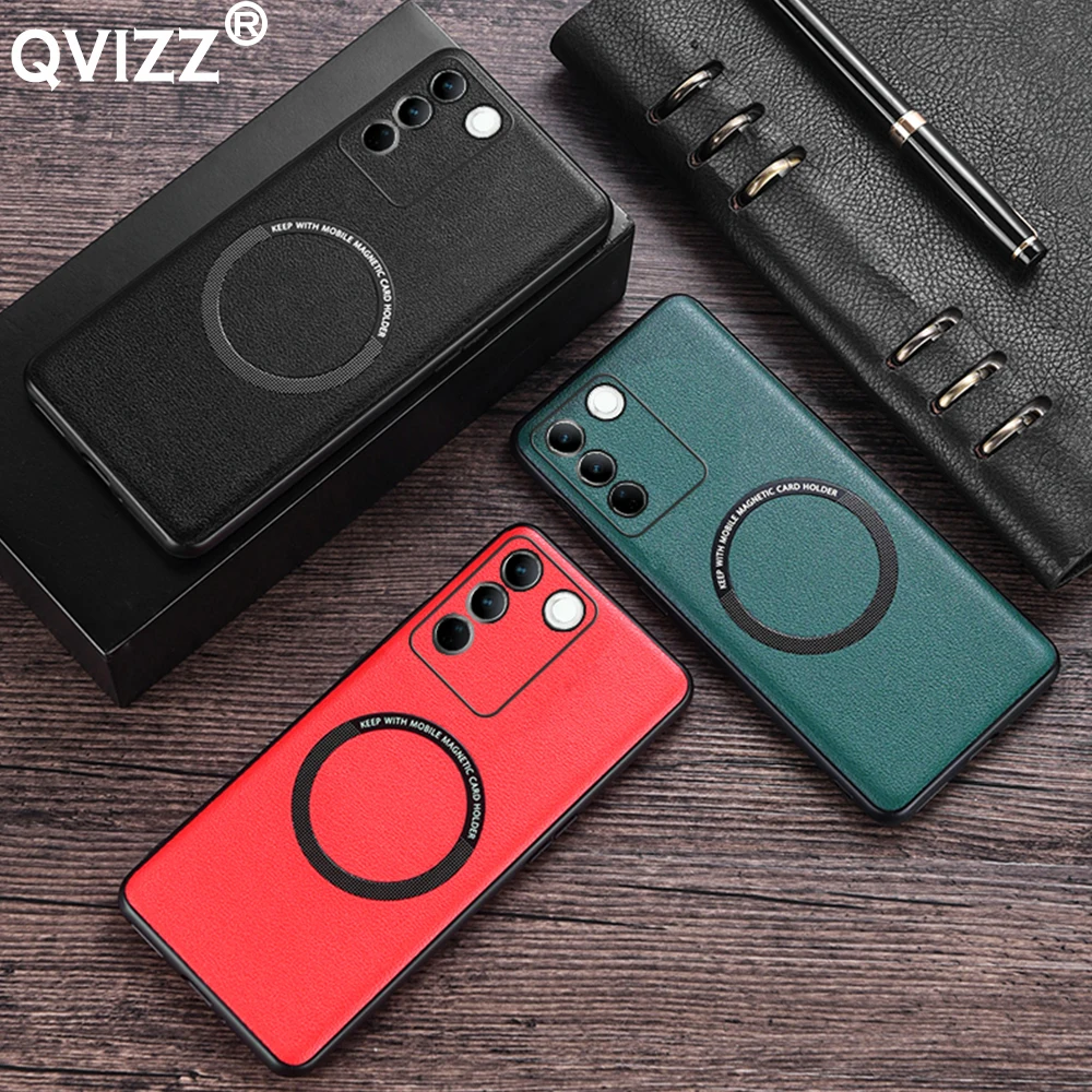 

Leather Magnetic Charge Case for vivo S16 Pro S16Pro V2245A V2244A Luxury Armor Shockproof Soft Edges Phone Cover for vivoS16Pro