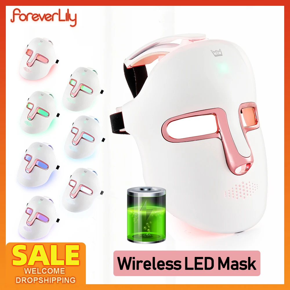 7 Colors Light LED Facial Mask Wireless Face Care Treatment Beauty Mask Anti Acne Therapy Whitening Skin Rejuvenation Machine