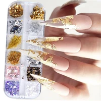 1 box nail foil durable diy universal 12 grids smooth soft gold foil flakes for women nail flakes nail foil