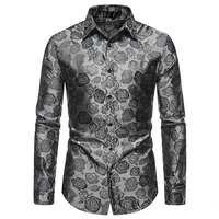 mens shirt 2022 new arrival spring autumn fashion rose flower elegant male shirt manly korean style b38