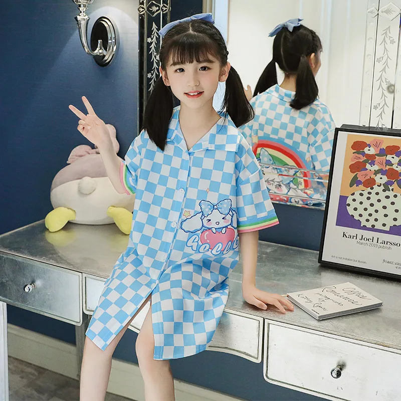 

Kawaii Sanrio/Детская ночная рубашка с героями мультфильмов, Cinnamoroll koomi, милая свободная большая футболка, летнее платье с аниме, домашняя одежда, подарок для девочек