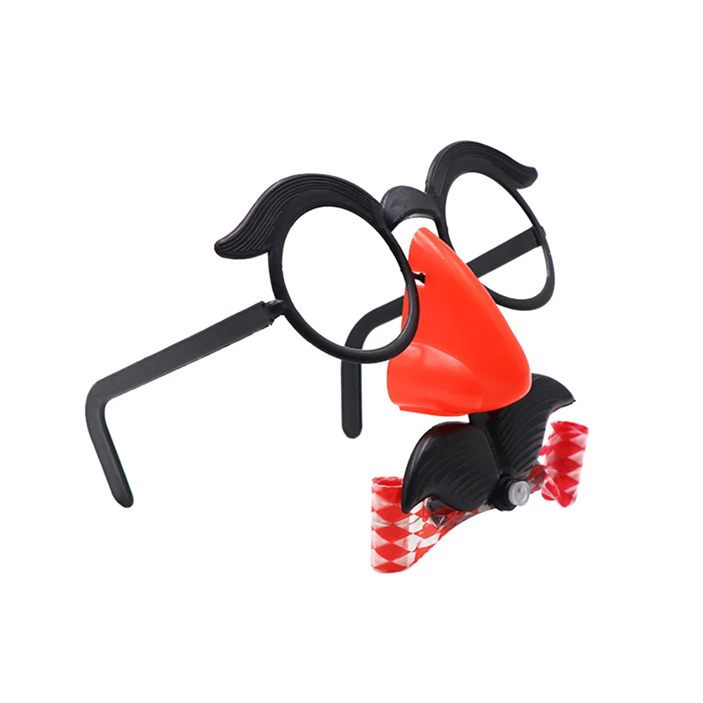 

2PCS Funny Props Nose Mustache Glasses Whistle Costume Round Frame False Nose Blow Out Dragon Joke Props (Small Size, Random