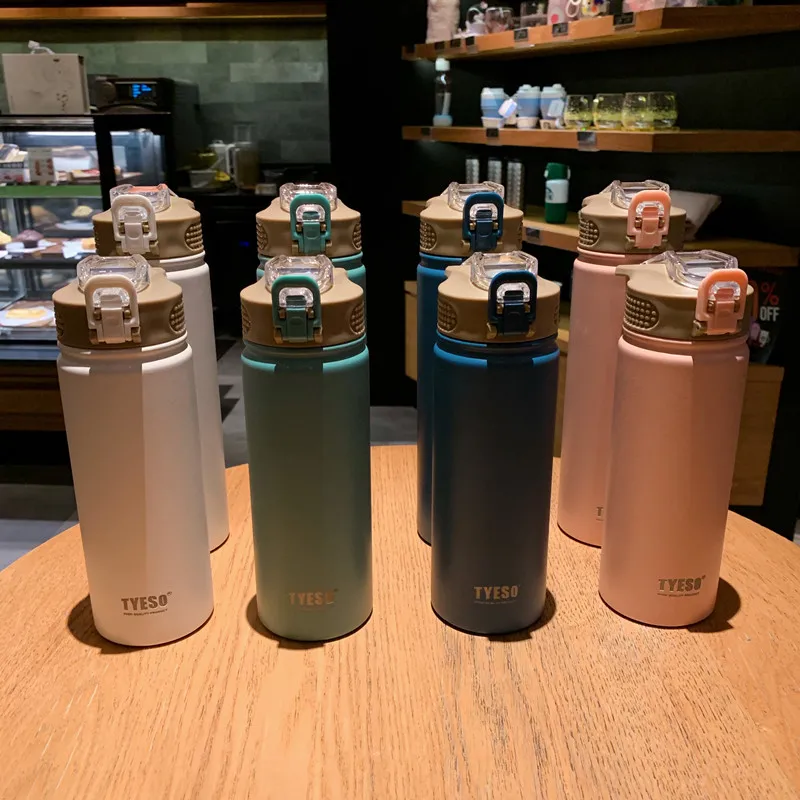 

530/750Ml Thermos Mug With Straw Stainless Steel Lid Thermal Insulation Straight Cup Thermal Water Bottle Tumbler Thermocup DIY