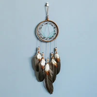 girls dream catcher retro pendant hand woven feather mesh wall hanging wind chime decor for home bedroom living room