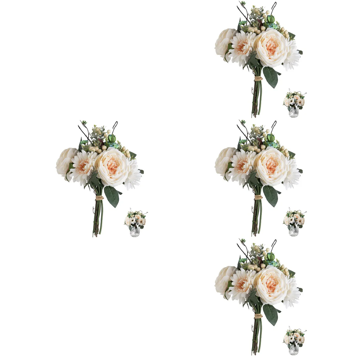 

4pcs Vivid Artificial Rose Bouquet Romantic Rose Flower Bouquet Rose Flowers