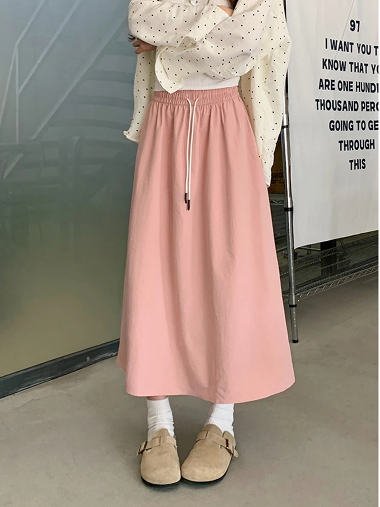 Юбка женская трапециевидная с завышенной талией эластичная тонкая юбка средней