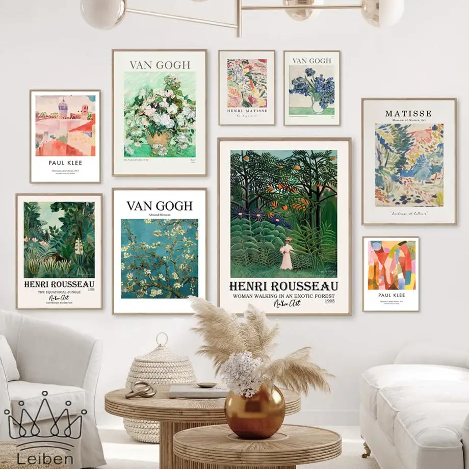 

Matisse Van Gogh Retro Poster Nordic Abstract Floral Potted Plants Landscape Canvas Painting Modern Home Decoration Living Room