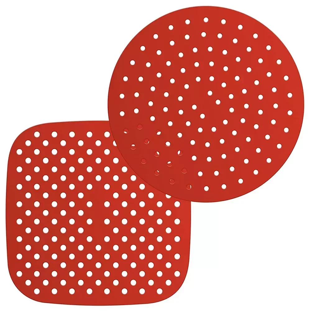 

NEW2023 Air Fryer Silicone Liners 8 Inch Round 7.5 Inch Square Basket Mats Air Fryer Tray Accessories Red