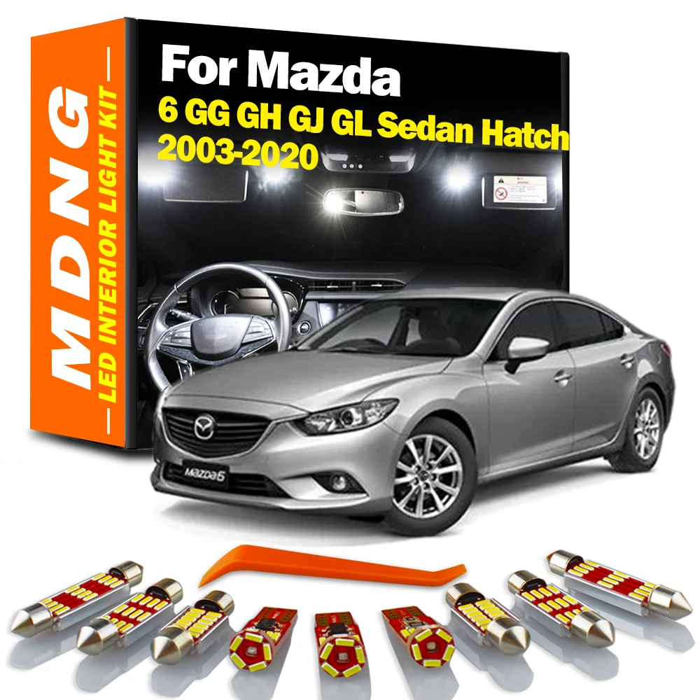 MDNG Canbus For Mazda 6 GG GH GJ GL Sedan Hatch 2003-2017 2018 2019 2020 LED Interior Dome Map Trunk Light Kit Car Accessories